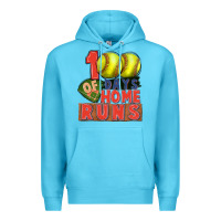 Ocean Blue 100 days of home runs softball Premium Hoodie - CowGirlArtShop