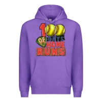 Purple 100 days of home runs softball Premium Hoodie - CowGirlArtShop