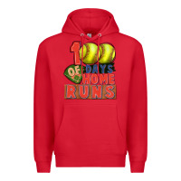 Red 100 days of home runs softball Premium Hoodie - CowGirlArtShop