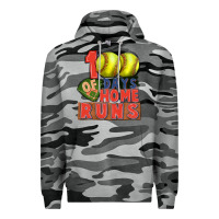 Slate Camo 100 days of home runs softball Premium Hoodie - CowGirlArtShop