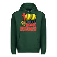 Sports Green 100 days of home runs softball Premium Hoodie - CowGirlArtShop