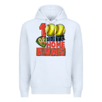White 100 days of home runs softball Premium Hoodie - CowGirlArtShop