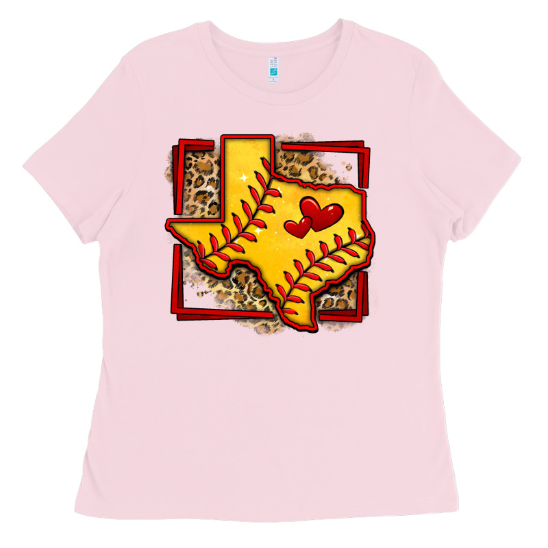 Leopard Softball Texas Map Ladies Tee by Jasminsmagicworld | Teevron