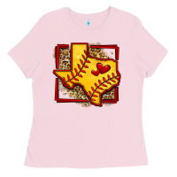 Bubblegum Pink leopard softball texas map Ladies Tee - Jasminsmagicworld
