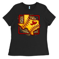 Black leopard softball texas map Ladies Tee - Jasminsmagicworld