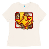 Bone leopard softball texas map Ladies Tee - Jasminsmagicworld