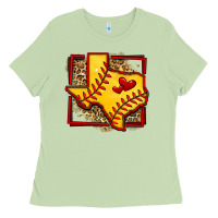 Matcha leopard softball texas map Ladies Tee - Jasminsmagicworld
