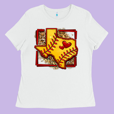 Leopard Softball Texas Map Ladies Tee Designed By Jasminsmagicworld