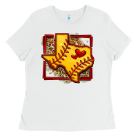 White leopard softball texas map Ladies Tee - Jasminsmagicworld