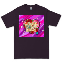 Plum valentines day playing cards and pearl watercolor Premium Tee - AdoDesignShop