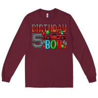 Burgundy birthday boy 5 Long Sleeve Tee - BundleAndBundleShop