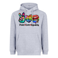 Heather Grey Peace love equality LGBT+ Heavyweight Hoodie - CowGirlArtShop