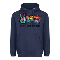 Navy Peace love equality LGBT+ Heavyweight Hoodie - CowGirlArtShop