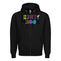 Black Halloween howdy boo Zipper Hoodie - NancyCooperArtShop