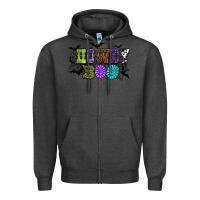 Charcoal Heather Halloween howdy boo Zipper Hoodie - NancyCooperArtShop