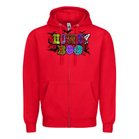 Red Halloween howdy boo Zipper Hoodie - NancyCooperArtShop