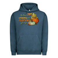 Pigment Midnight Navy autumn leaves and pumpkins please Urban Hoodie - BundleAndBundleShop