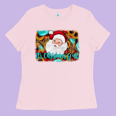 It's Christmas Y'all Background Ladies Tee Designed By Jahusdesignshop