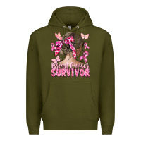 Army Green breast cancer survivor messy bun Premium Hoodie - CowGirlArtShop