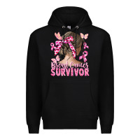 Black breast cancer survivor messy bun Premium Hoodie - CowGirlArtShop