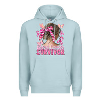Blue Mist breast cancer survivor messy bun Premium Hoodie - CowGirlArtShop