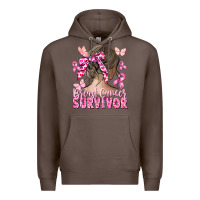 Coffee breast cancer survivor messy bun Premium Hoodie - CowGirlArtShop