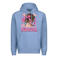 Colony Blue breast cancer survivor messy bun Premium Hoodie - CowGirlArtShop