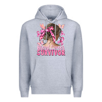 Heather Grey breast cancer survivor messy bun Premium Hoodie - CowGirlArtShop