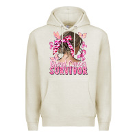 Oatmeal Heather breast cancer survivor messy bun Premium Hoodie - CowGirlArtShop