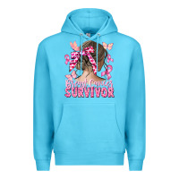 Ocean Blue breast cancer survivor messy bun Premium Hoodie - CowGirlArtShop