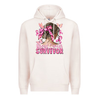 Pale Pink breast cancer survivor messy bun Premium Hoodie - CowGirlArtShop