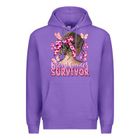 Purple breast cancer survivor messy bun Premium Hoodie - CowGirlArtShop