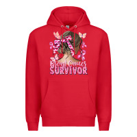 Red breast cancer survivor messy bun Premium Hoodie - CowGirlArtShop
