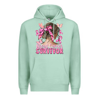 Seafoam breast cancer survivor messy bun Premium Hoodie - CowGirlArtShop