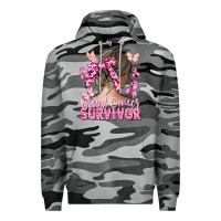 Slate Camo breast cancer survivor messy bun Premium Hoodie - CowGirlArtShop