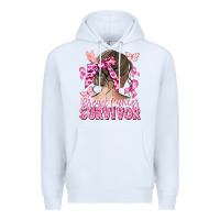 White breast cancer survivor messy bun Premium Hoodie - CowGirlArtShop