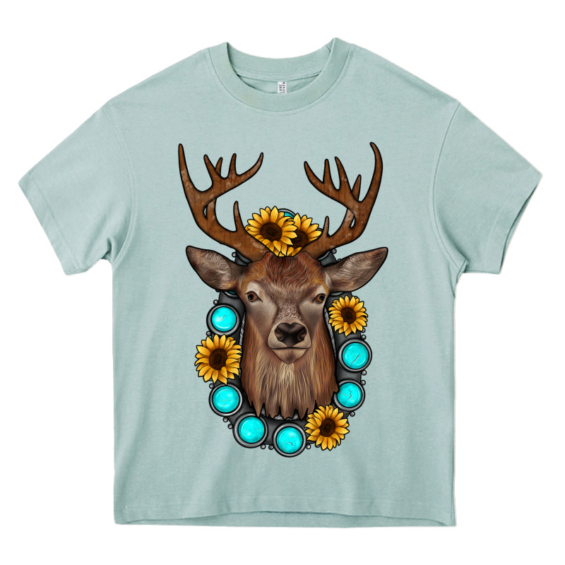 Deer Gemstone Sunflower Heavy Core Tee by JahusDesignShop | Teevron