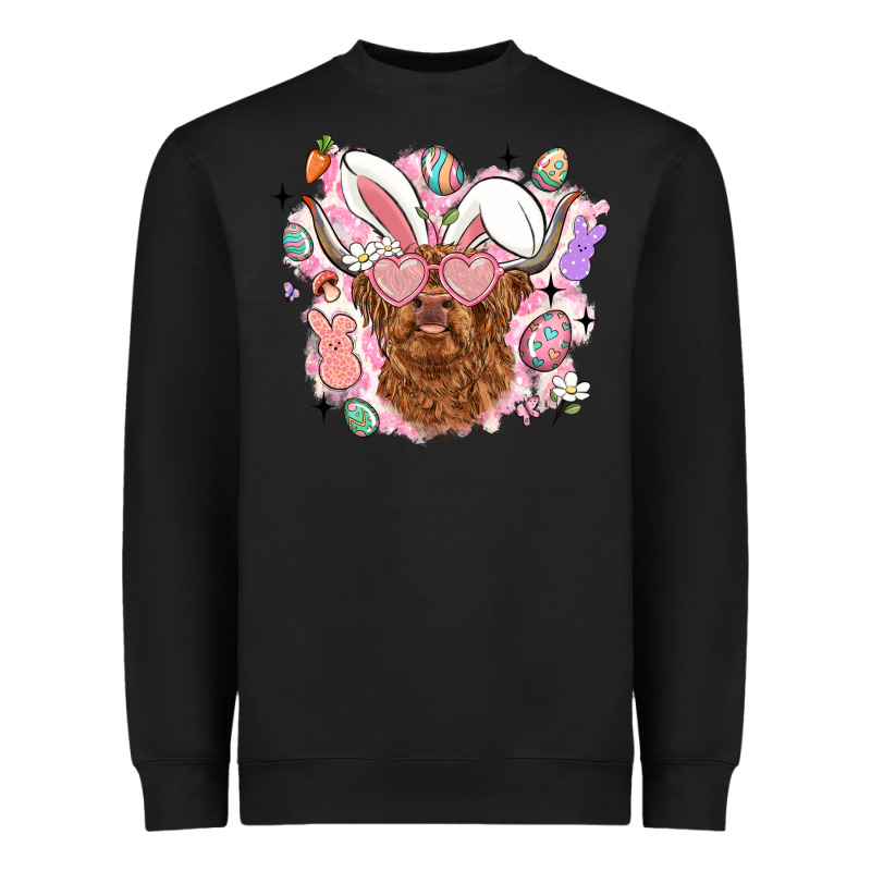 Highland Heifer Easter Heavyweight Sweatshirt by LillyAllenDesigns | Teevron