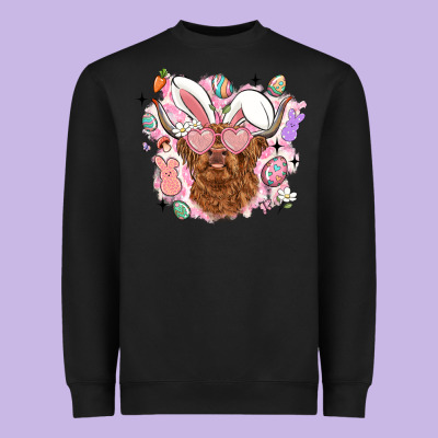 Highland Heifer Easter Heavyweight Sweatshirt Designed By Lillyallendesigns