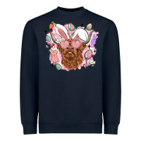 Navy highland heifer easter Heavyweight Sweatshirt - LillyAllenDesigns