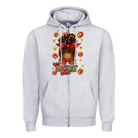 Heather Grey one merry nana christmas afro messy bun Zipper Hoodie - texasbilliewilder