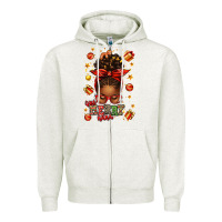 Oatmeal Heather one merry nana christmas afro messy bun Zipper Hoodie - texasbilliewilder