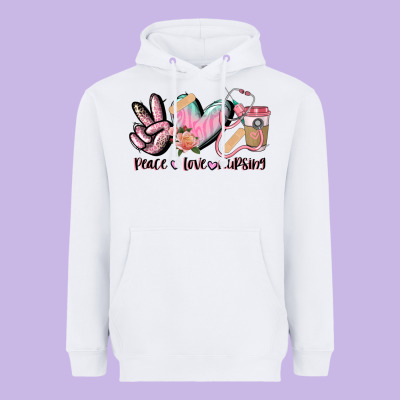Peace Love Nursing Heavyweight Hoodie Designed By Cowgirlartshop