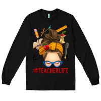 Black messy bun teacher life Long Sleeve Tee - RanaPortraitStore