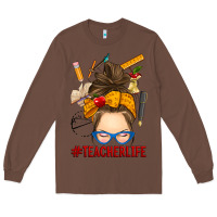 Chestnut messy bun teacher life Long Sleeve Tee - RanaPortraitStore