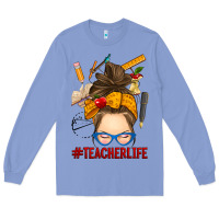 Colony Blue messy bun teacher life Long Sleeve Tee - RanaPortraitStore