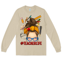 Mushroom messy bun teacher life Long Sleeve Tee - RanaPortraitStore