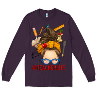 Plum messy bun teacher life Long Sleeve Tee - RanaPortraitStore