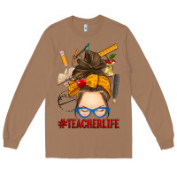 Toasted Coconut messy bun teacher life Long Sleeve Tee - RanaPortraitStore