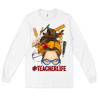 White messy bun teacher life Long Sleeve Tee - RanaPortraitStore